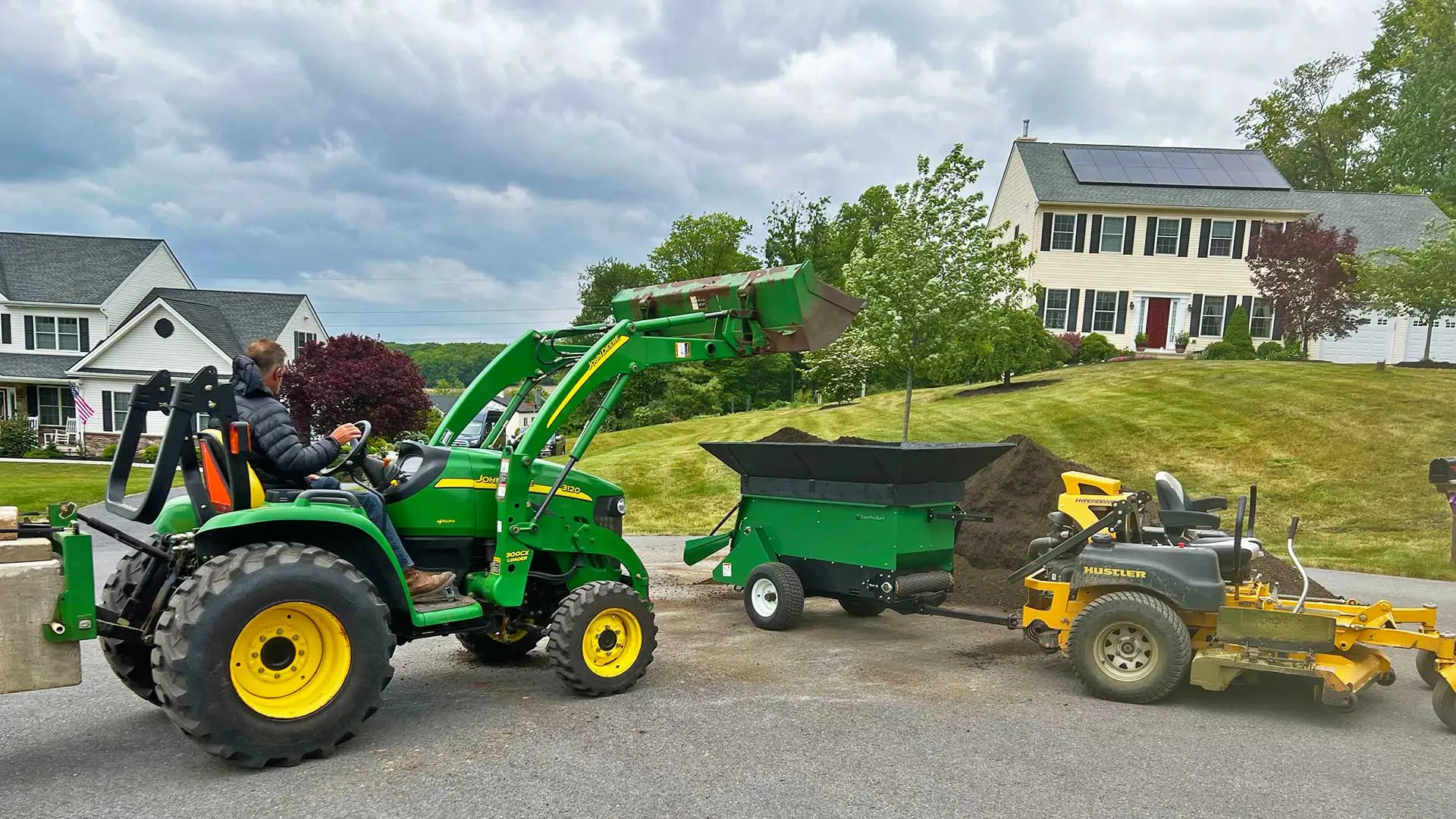 Performing top dressing on a lawn in Allentown, PA.