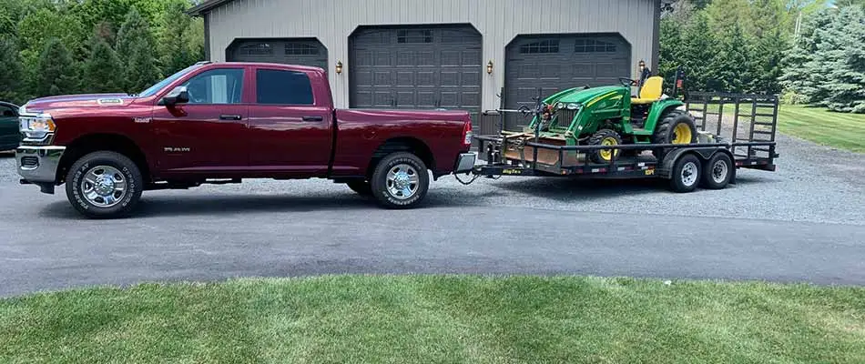 Lawn care equipment and trailer near New Tripoli, PA.